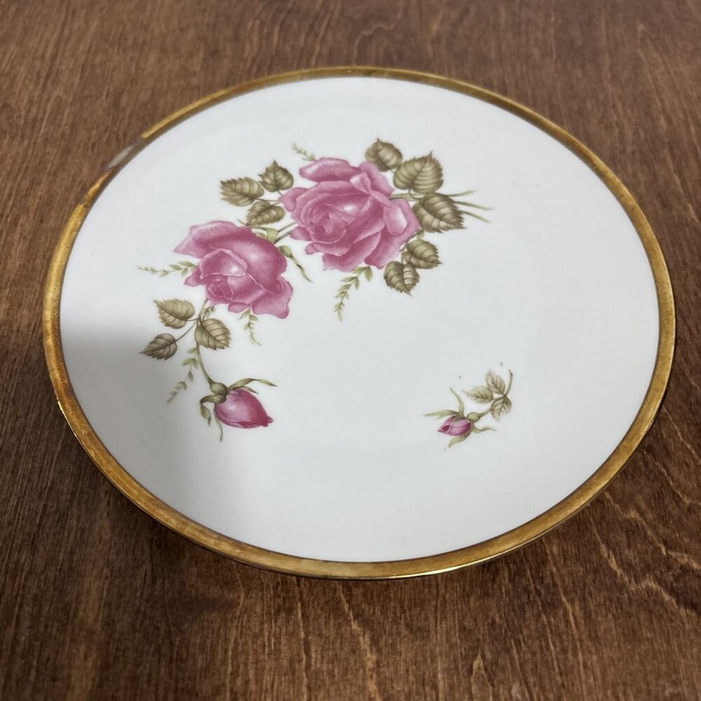 Seltmann Weiden Rose Plate‎ 7 5/8" Gold Rim Bavaria Germany